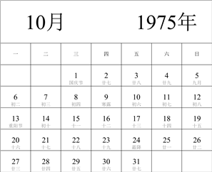 1975年日历